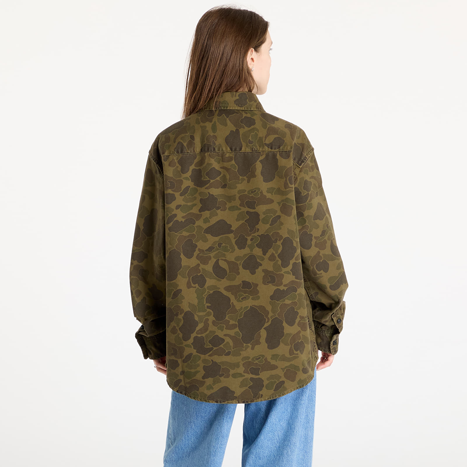 Camisas para hombre Carhartt WIP Long Sleeve Duck Shirt UNISEX Camo Duck/ Green/ Office Green Garment Dyed