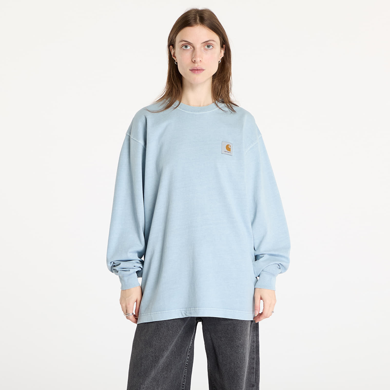 Tricou Carhartt WIP L/S Vista T-Shirt UNISEX Dusty Ice Garment Dyed