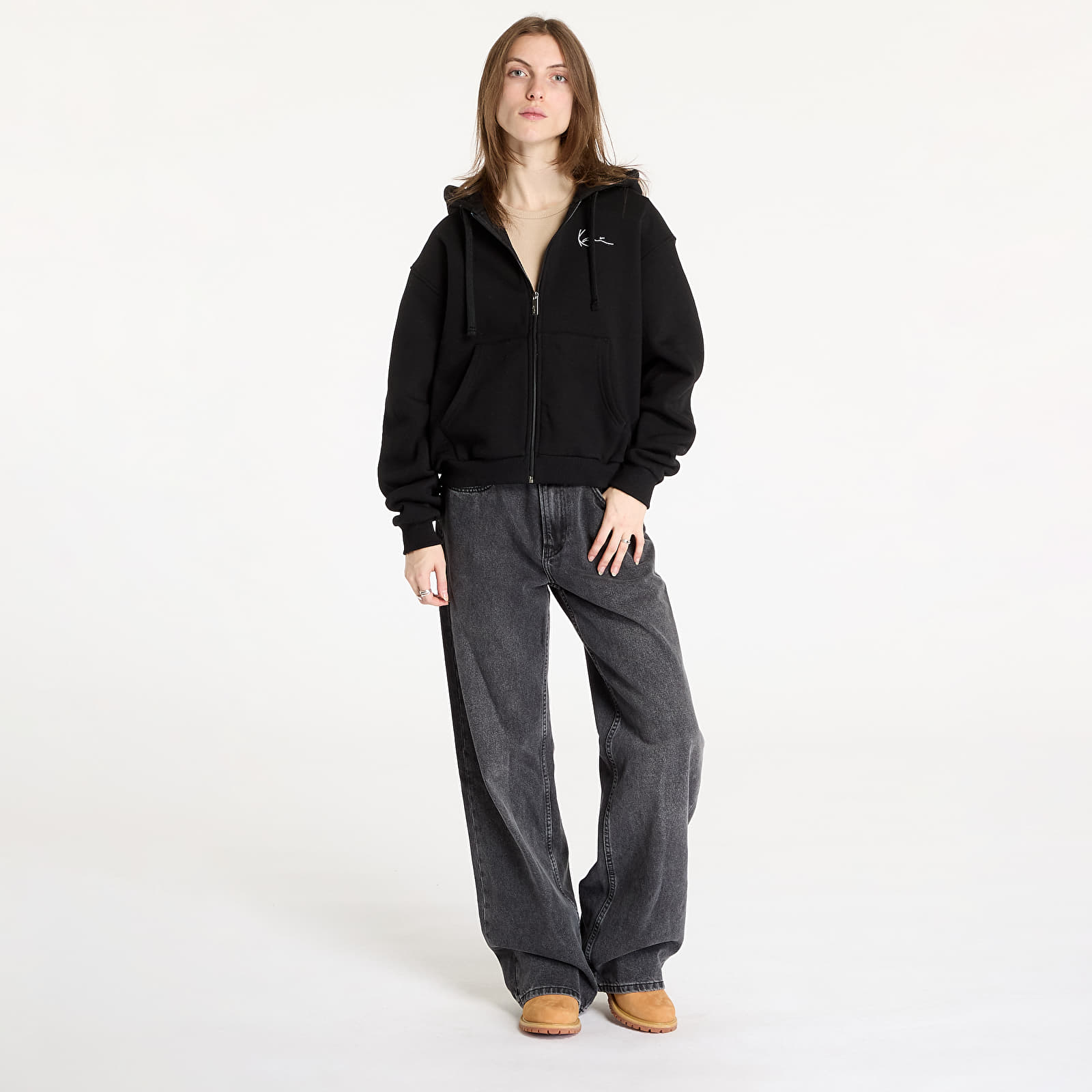 Mikine Karl Kani KK Chest Signature Essential Zip Hoodie Black