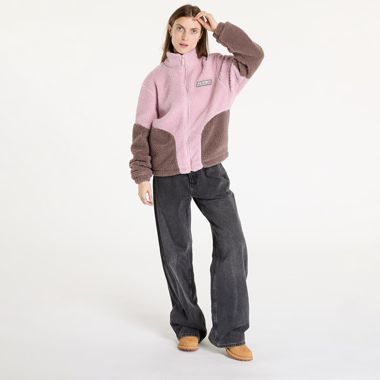 Jackets Karl Kani Sport Patch Teddy Block Track Jacket Rose/ Taupe