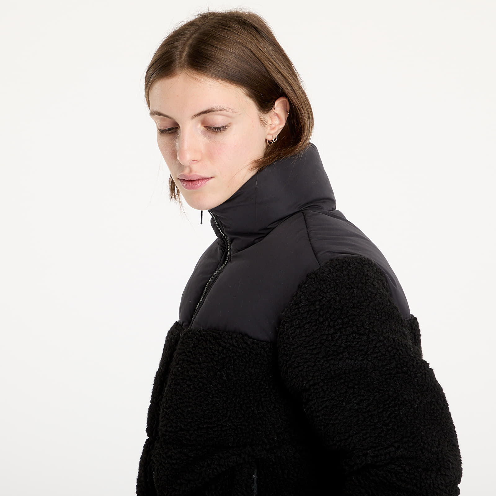 Chaquetas Urban Classics Ladies Short Sherpa Mix Puffer Jacket Black/ Black