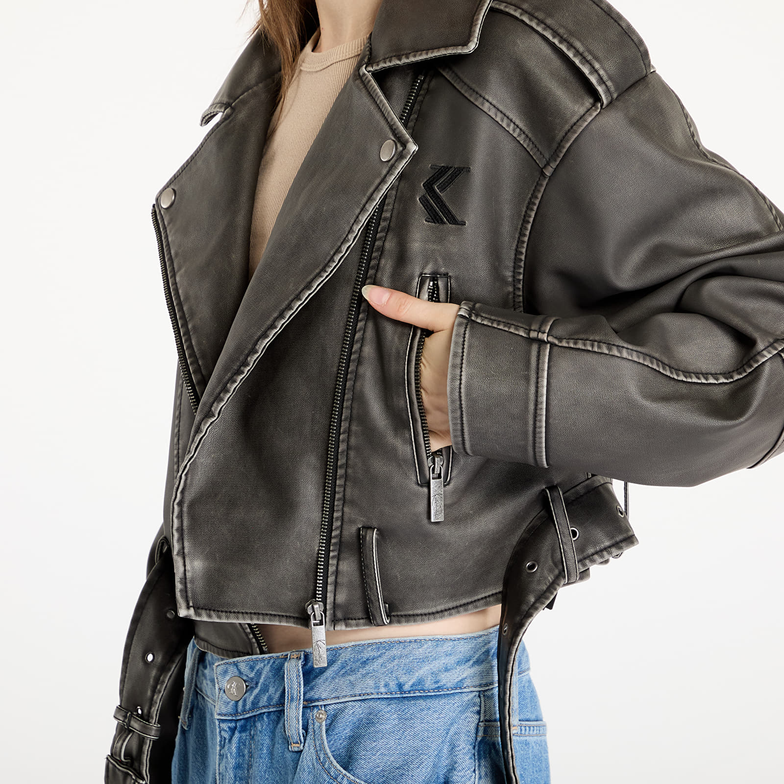 Kurtki Karl Kani OG Short OS Pu Biker Jacket Black