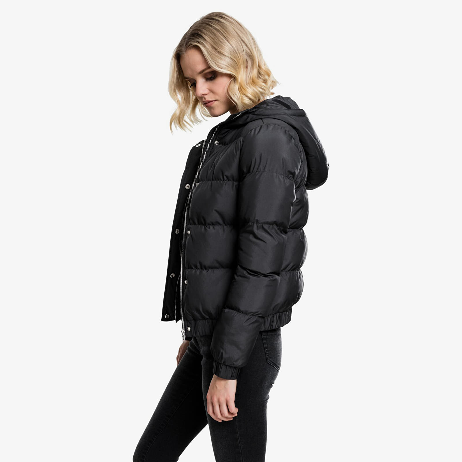 Jackor Urban Classics Ladies Hooded Puffer Jacket Black