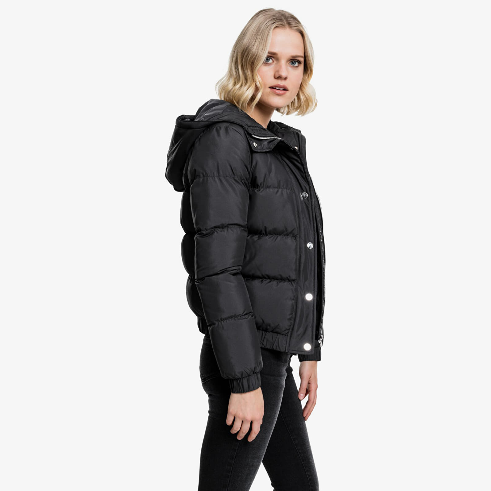 Jackor Urban Classics Ladies Hooded Puffer Jacket Black