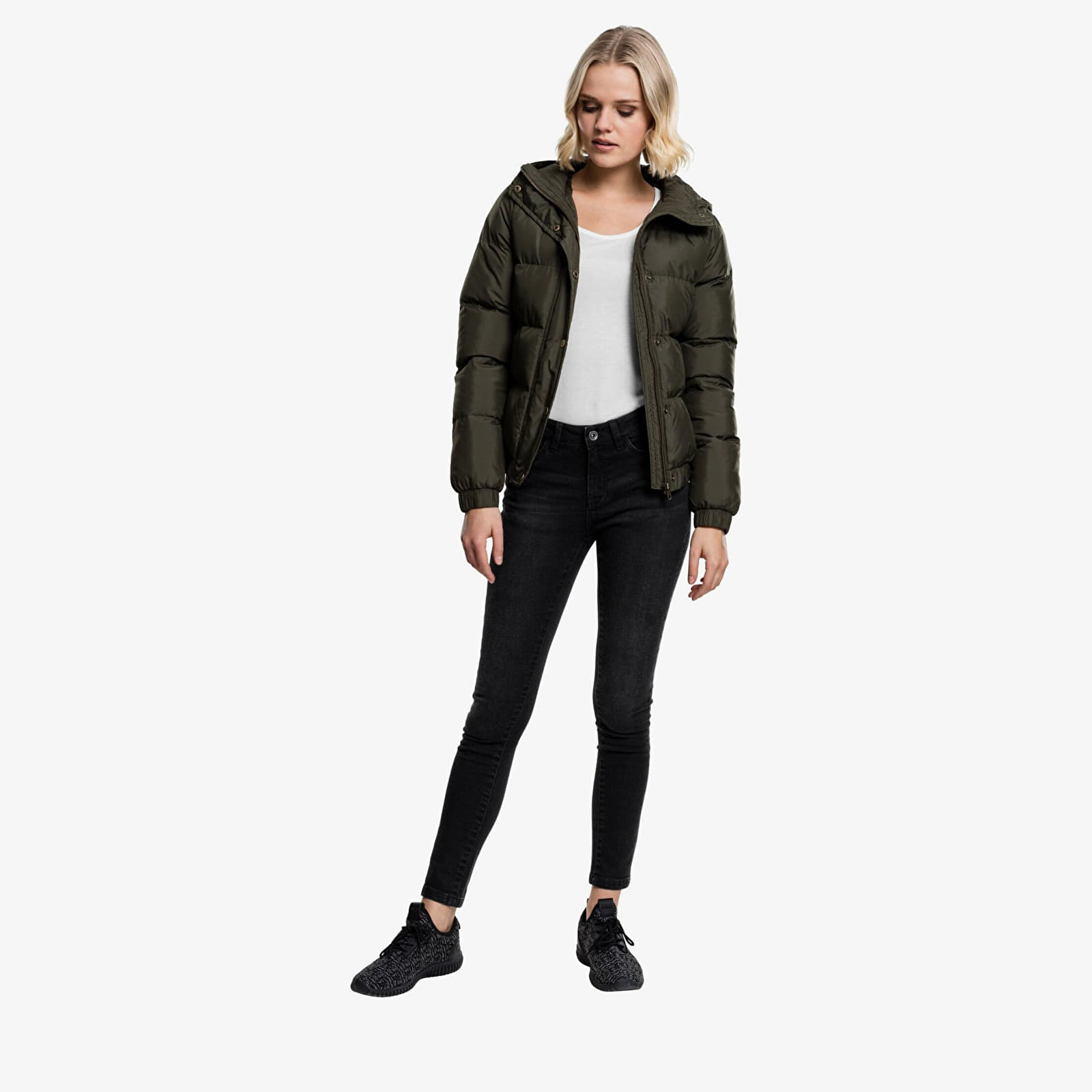 Bundy Urban Classics Ladies Hooded Puffer Jacket Dark Olive