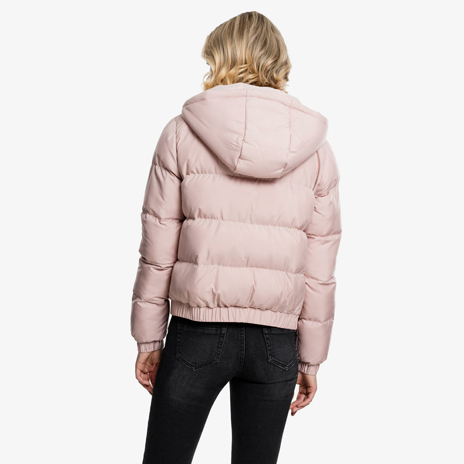 Jacken Urban Classics Ladies Hooded Puffer Jacket Light Pink
