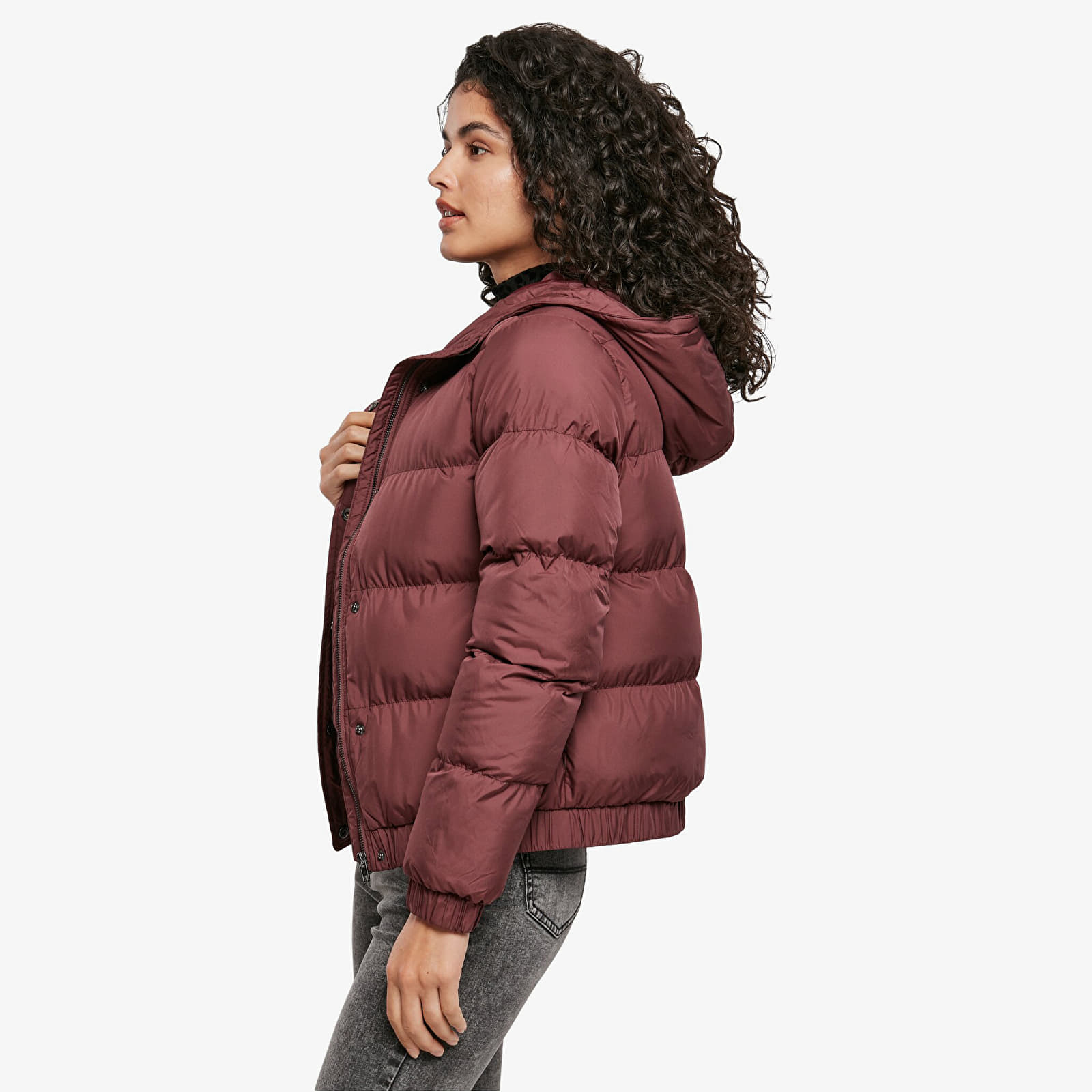 Jackets Urban Classics Ladies Hooded Puffer Jacket Wine