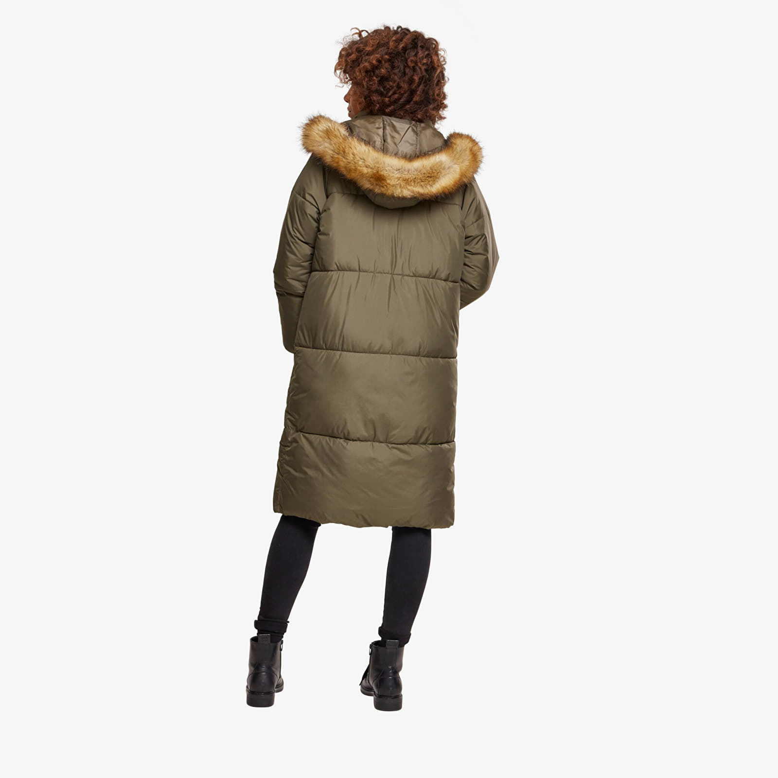 Jakker og frakker Urban Classics Ladies Oversize Faux Fur Puffer Coat Darkolive/ Beige