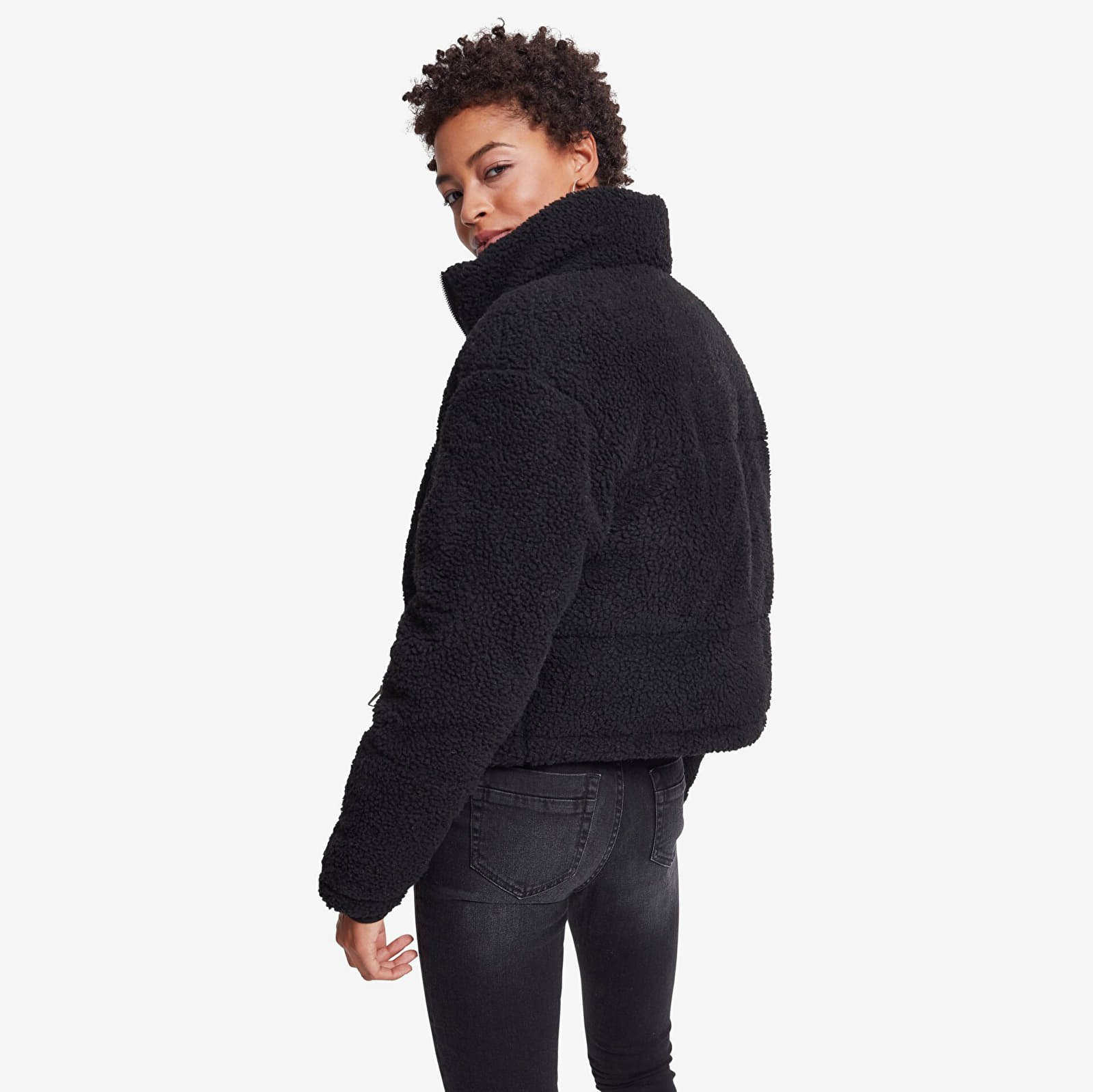 Bundy a kabáty Urban Classics Ladies Boxy Sherpa Puffer Jacket Black