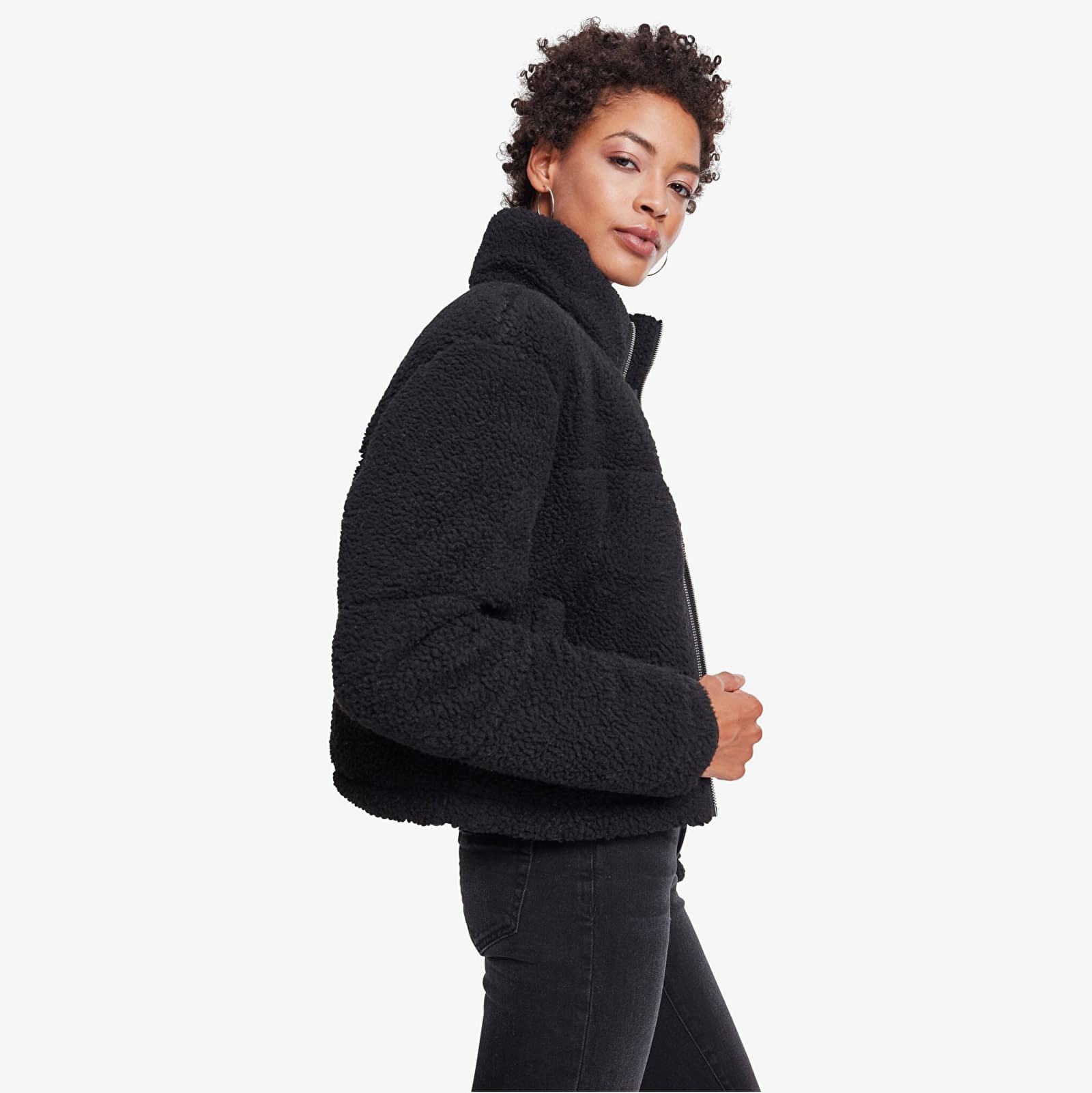 Bundy a kabáty Urban Classics Ladies Boxy Sherpa Puffer Jacket Black