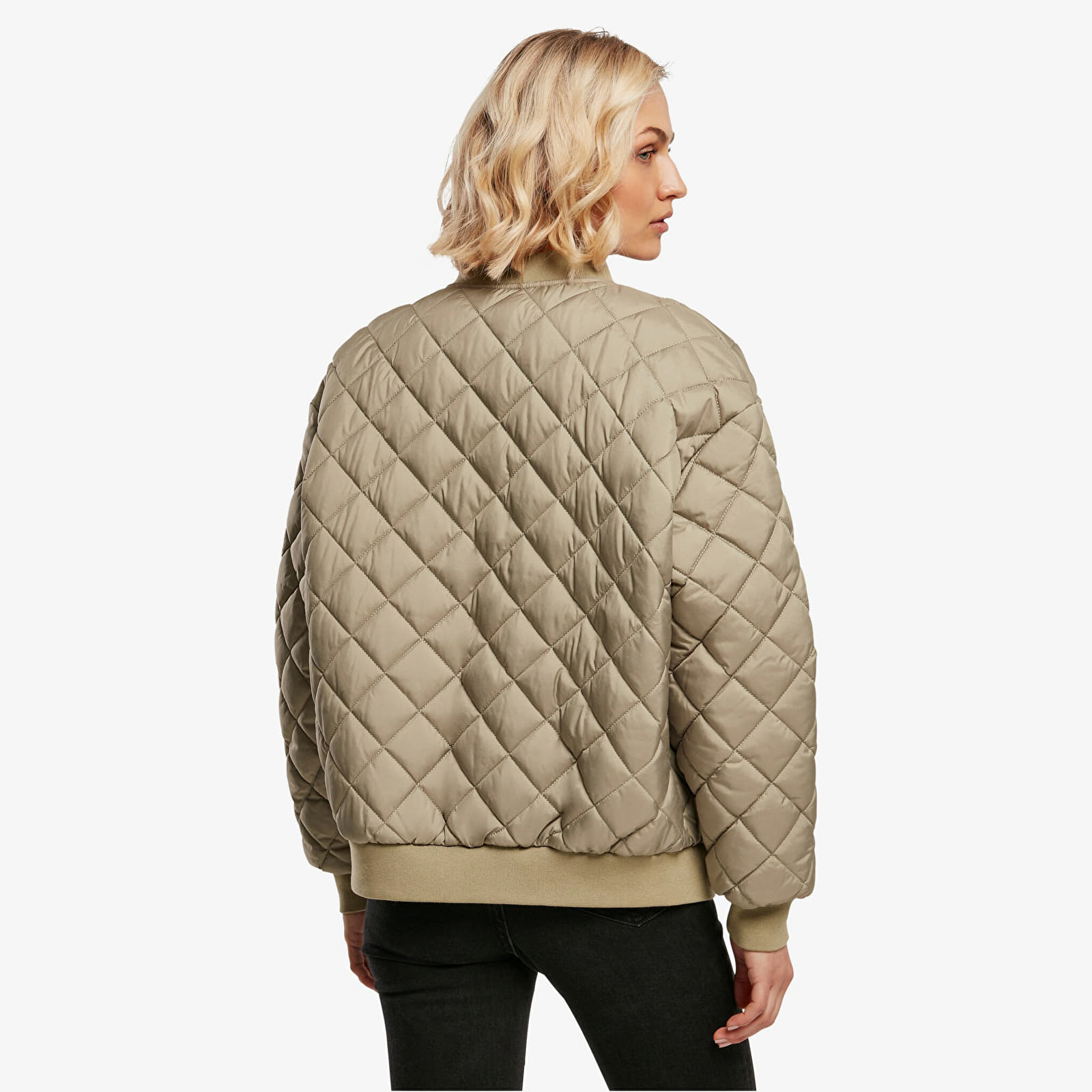 Bombery Urban Classics Ladies Oversized Diamond Quilted Bomber Jacket Khaki