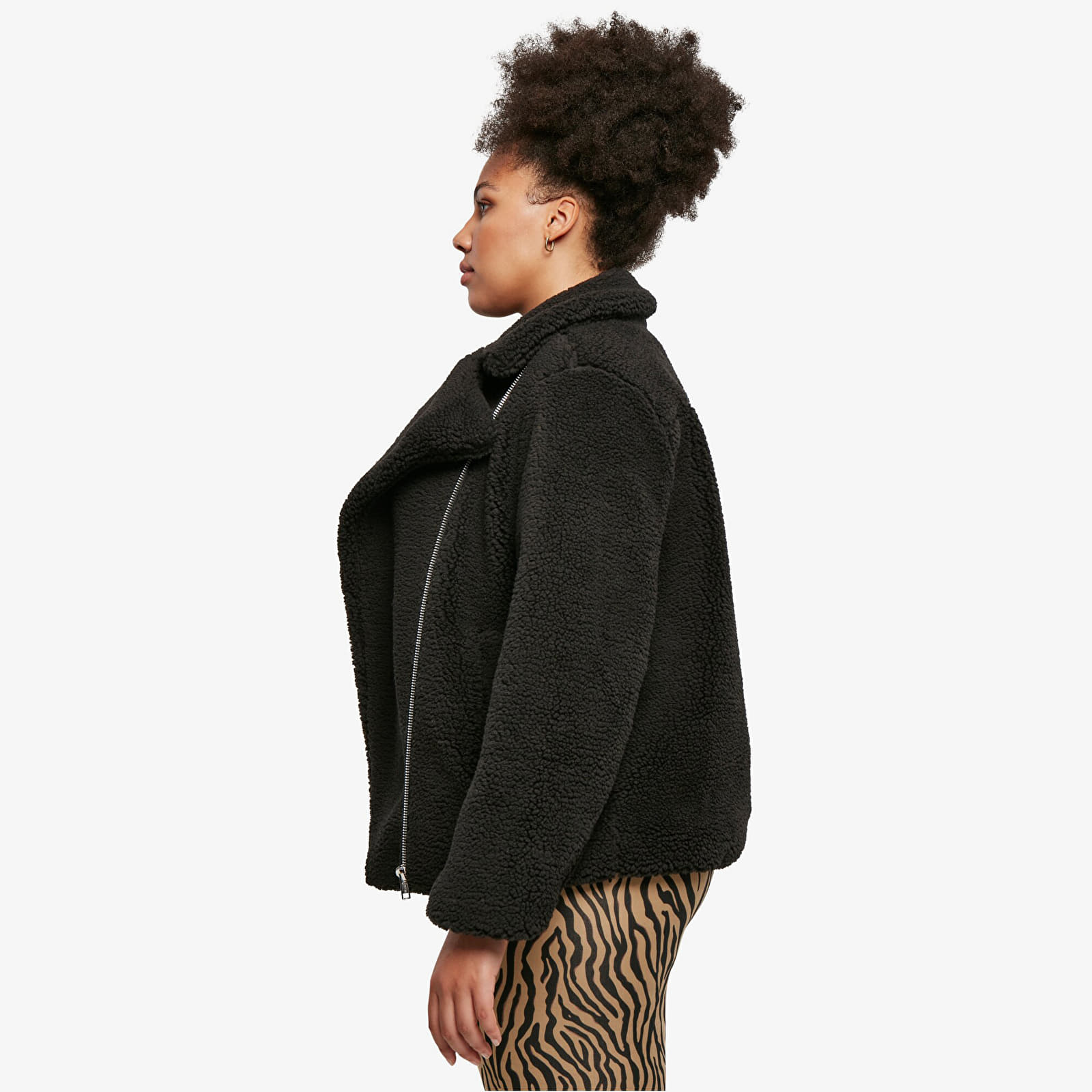 Jakker Urban Classics Ladies Sherpa Biker Jacket Black