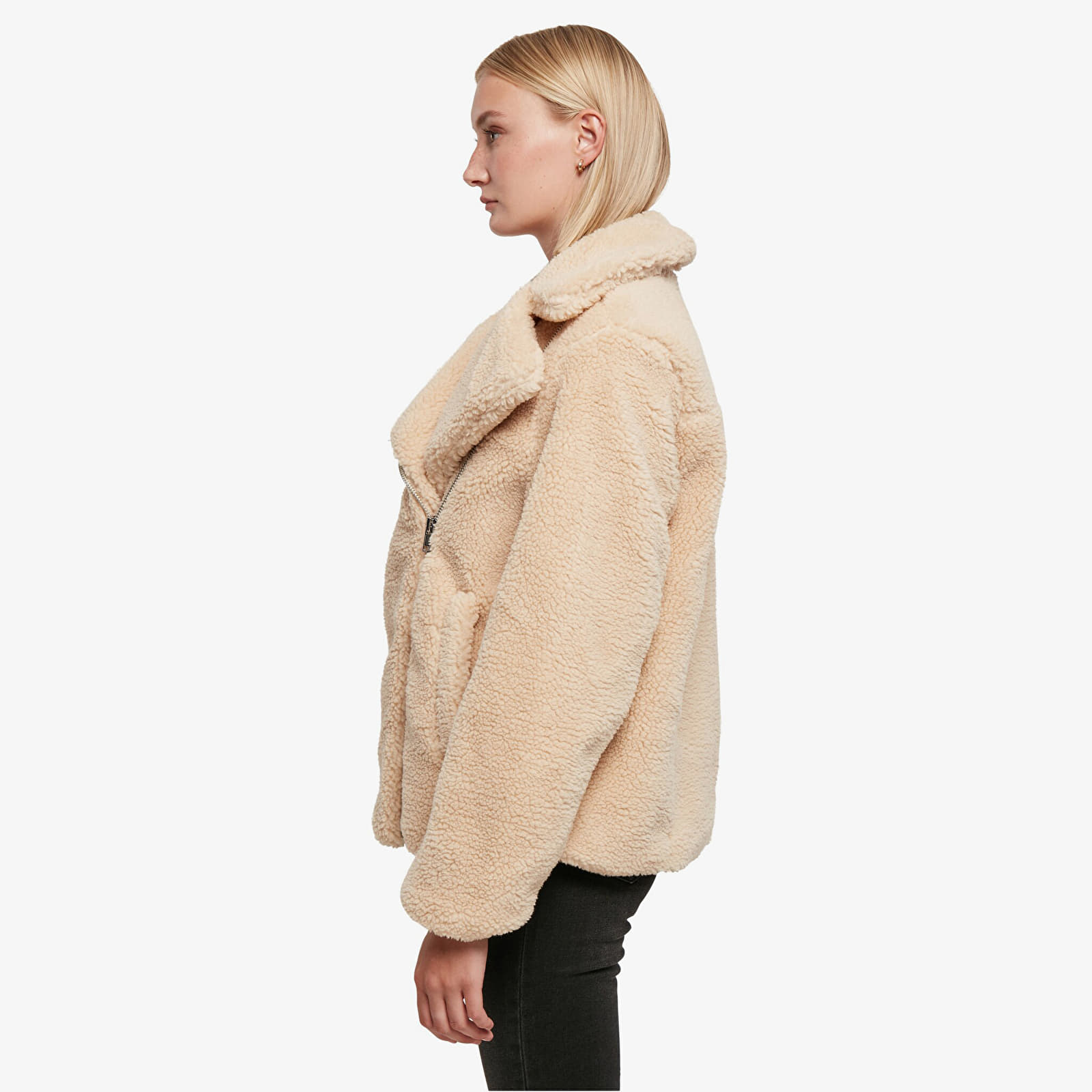 Jakker Urban Classics Ladies Sherpa Biker Jacket Unionbeige