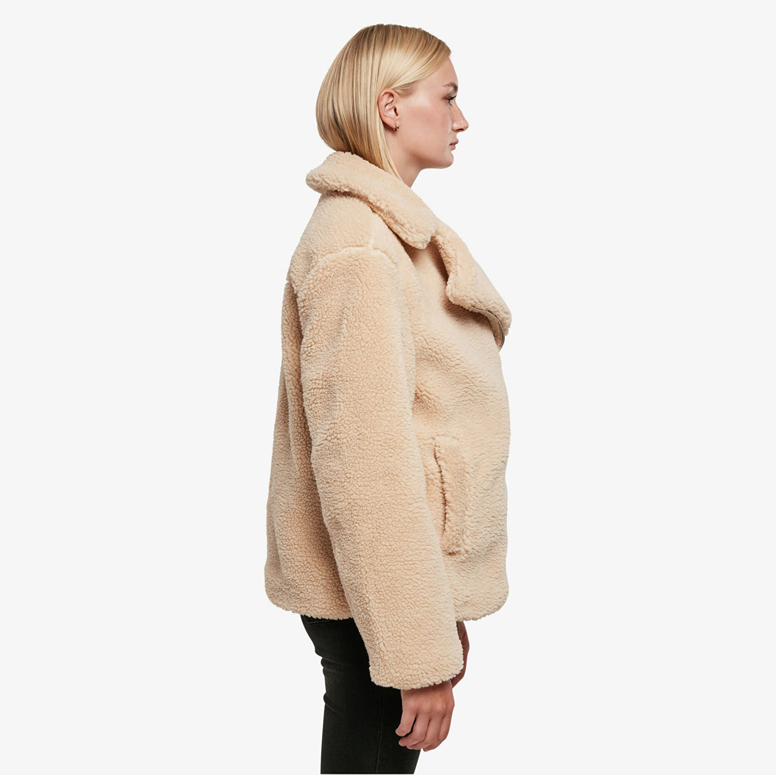 Jakker Urban Classics Ladies Sherpa Biker Jacket Unionbeige