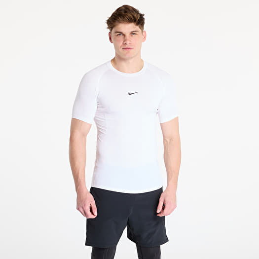 T shirts hommes Nike Pro Men s Dri FIT Tight Short Sleeve Fitness Top White Black Queens