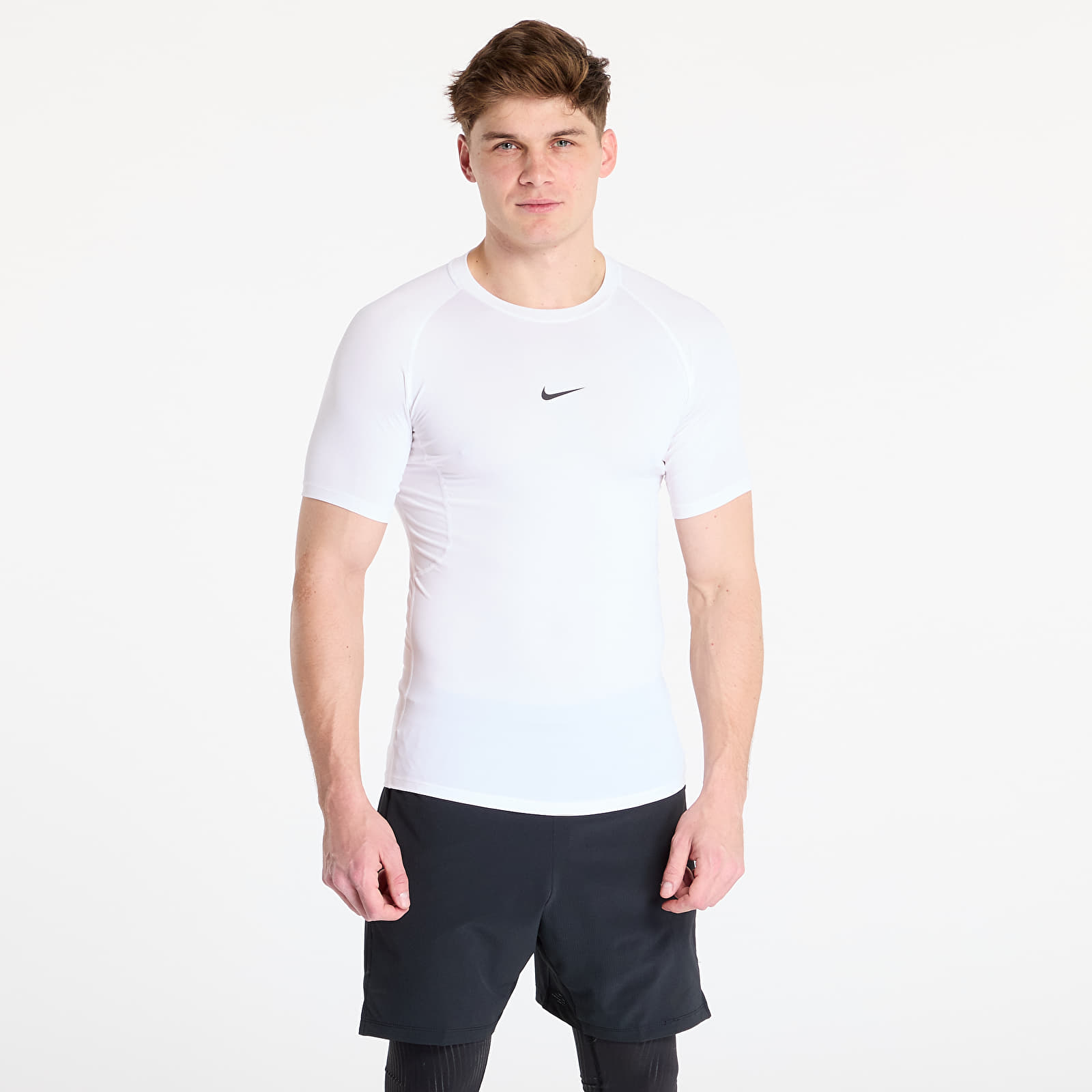 Muške majice Nike Pro Men's Dri-FIT Tight Short-Sleeve Fitness Top White/ Black