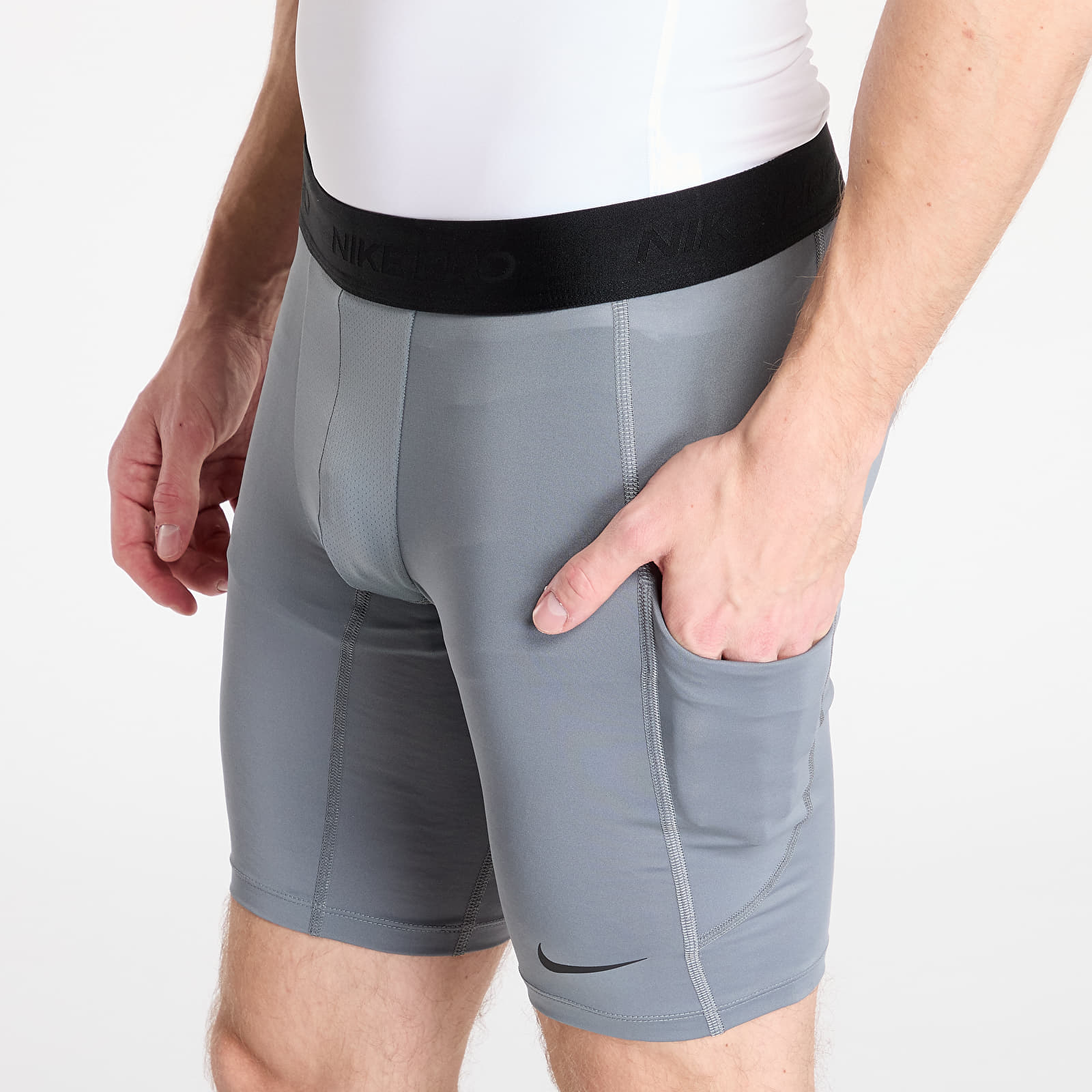 Shorts för män Nike Pro Men's Dri-FIT Fitness Long Shorts Smoke Grey/ Black