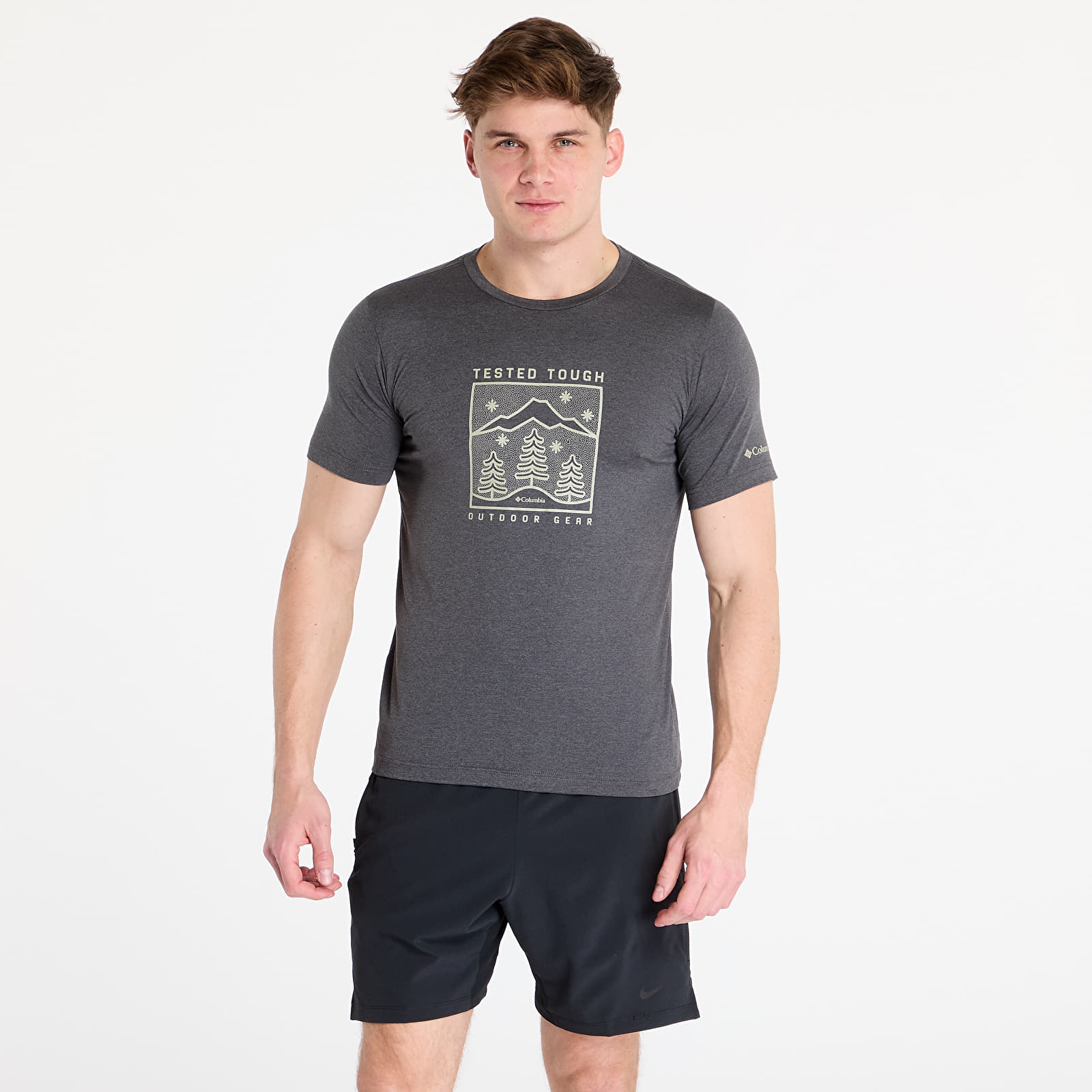 Moške majice Columbia Kwick Hike™ Graphic Short-sleeve Tee Black Heather