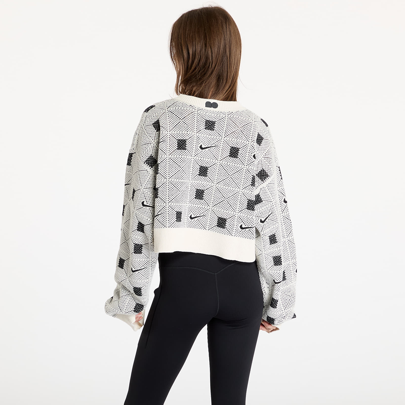 Swetry damskie Nike Naomi Osaka Women's Engineered Knit Sweater Pale Ivory/ Black/ Light Orewood Brown