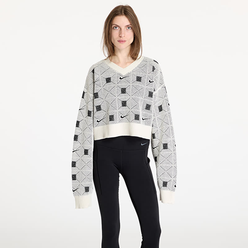 Genser Nike Naomi Osaka Women's Engineered Knit Sweater Pale Ivory/ Black/ Light Orewood Brown
