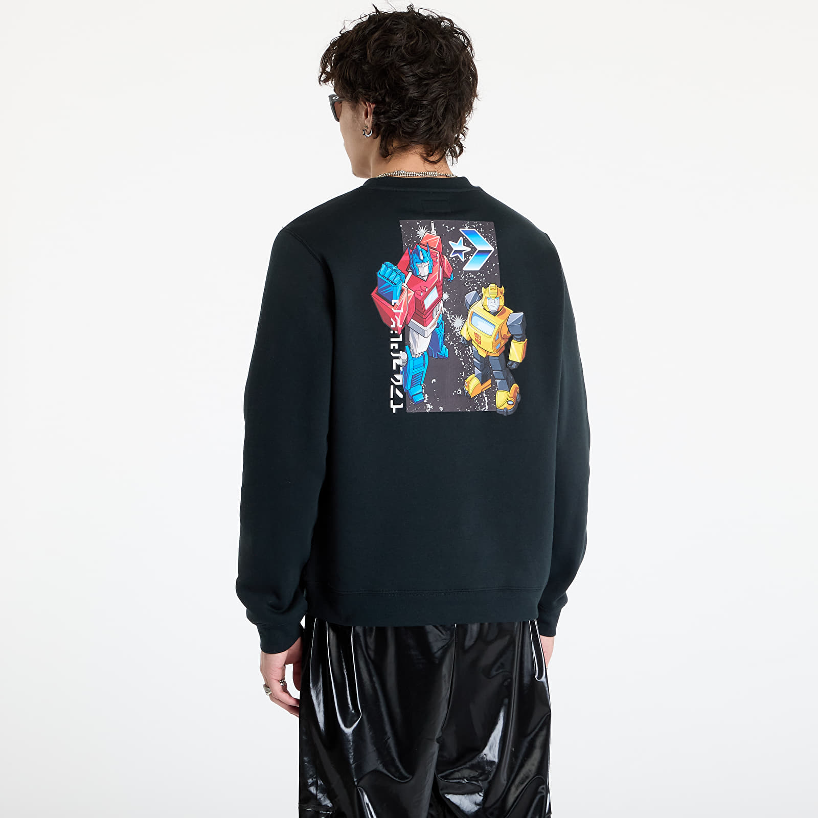 Sudaderas de hombre Converse x Transformers Crew Sweatshirt UNISEX Black