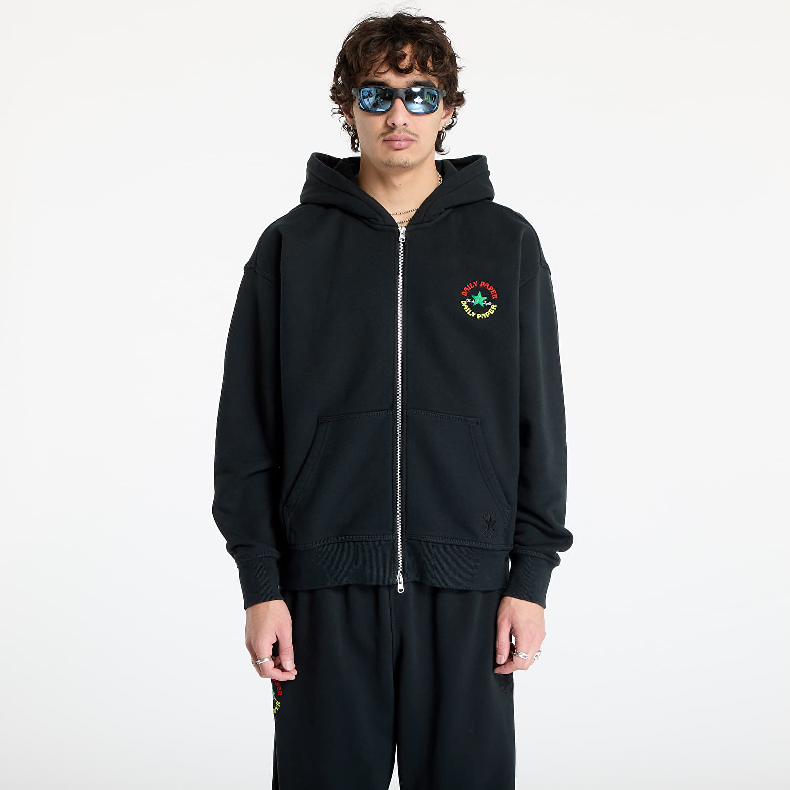 Férfi pulóverek Converse x Daily Paper Full Zip Hoodie Black