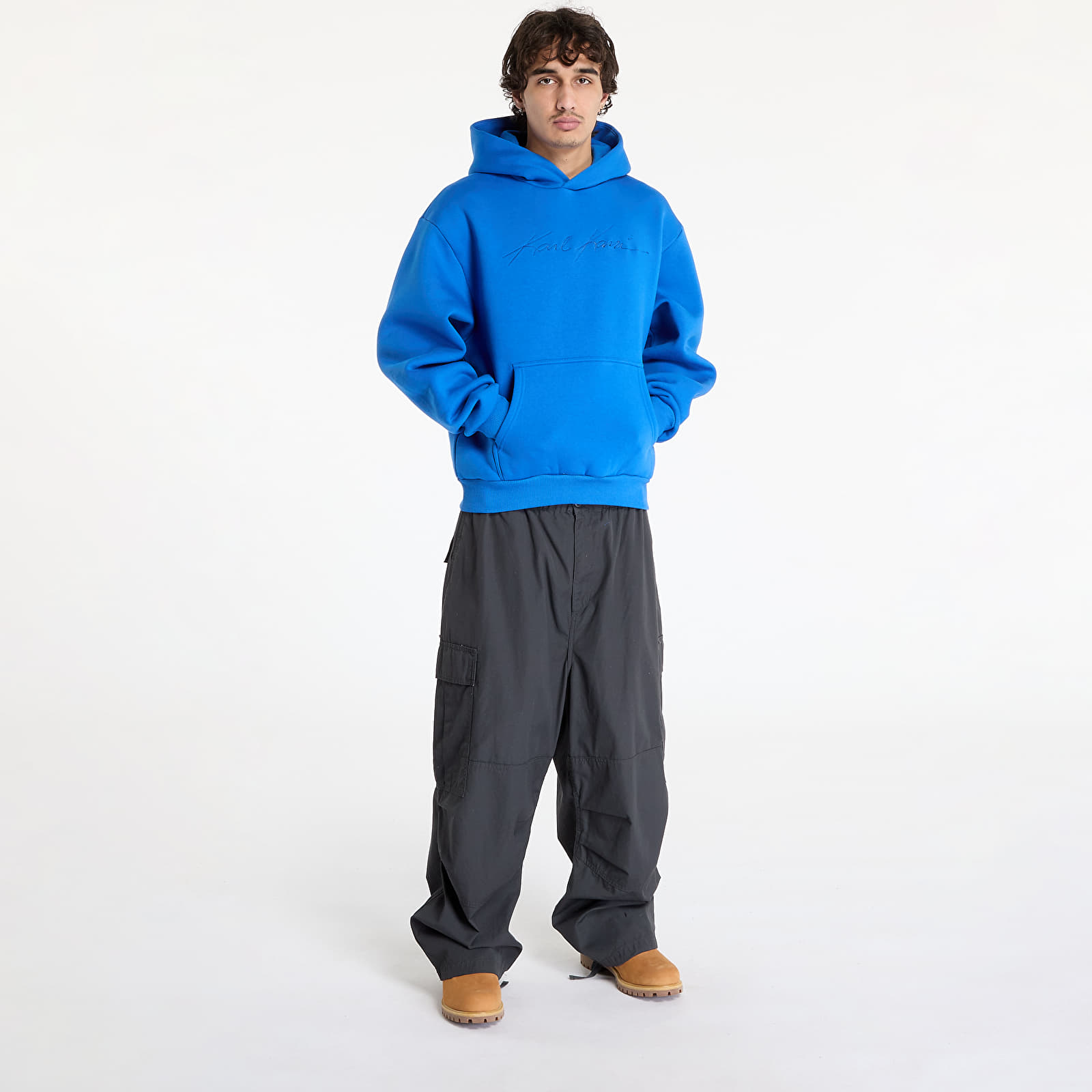 Mikine Karl Kani Autograph Heavy Sweat OS Hoodie Blue