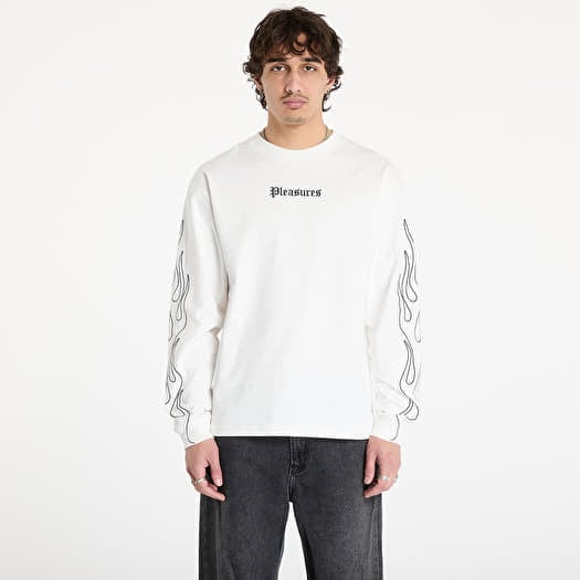 Тениска PLEASURES Fiery Heavyweight Longsleeve White
