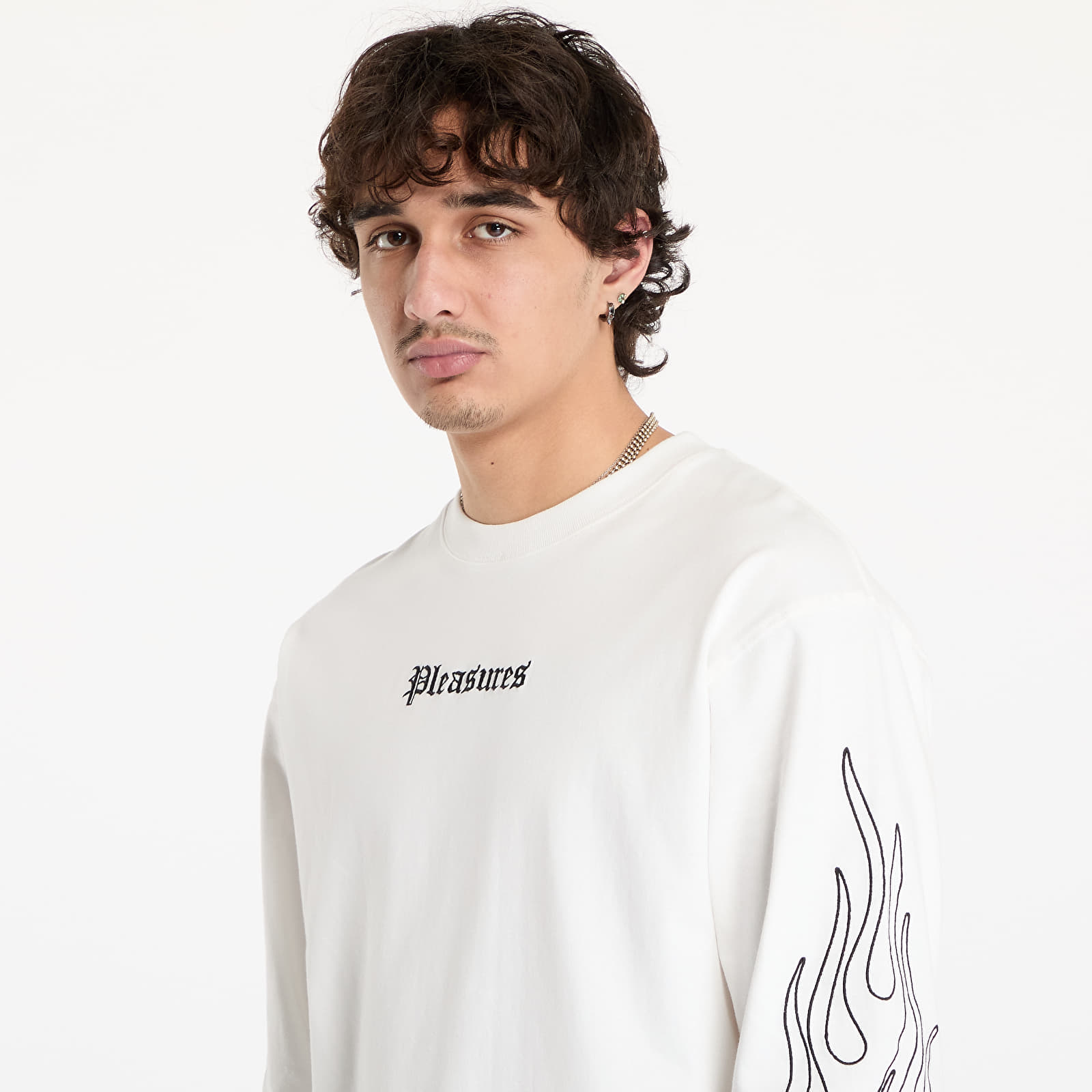 T-Shirts PLEASURES Fiery Heavyweight Longsleeve White