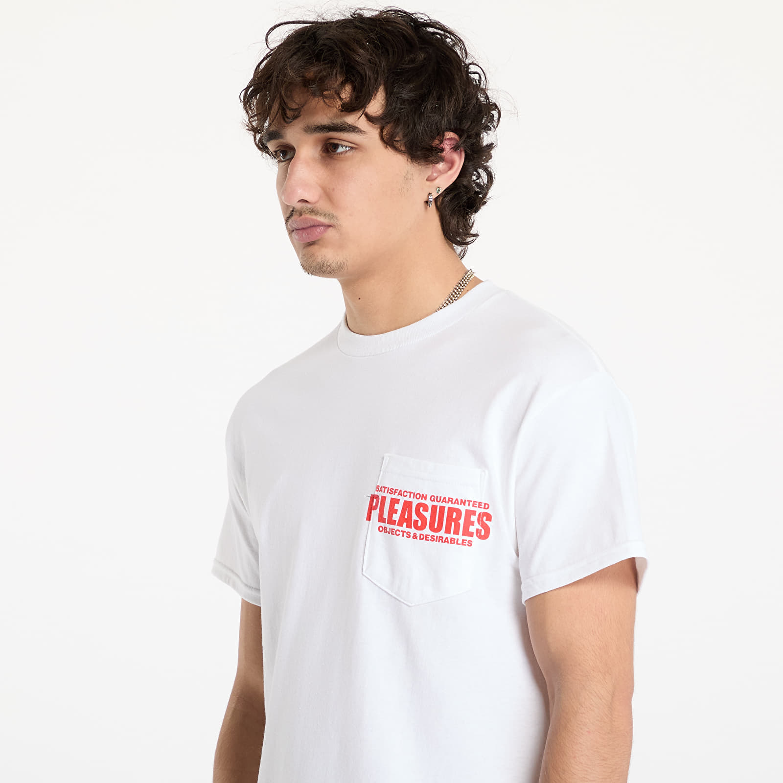 Trička PLEASURES Staff Pocket T-Shirt White