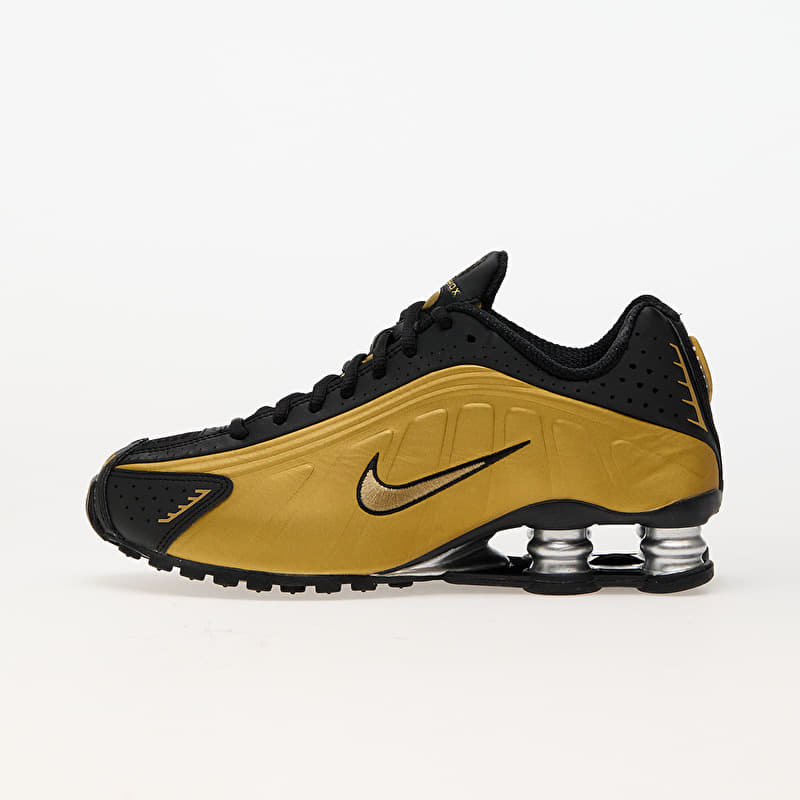 Nike W Shox R4 Black/ Metallic Gold-Metallic Silver