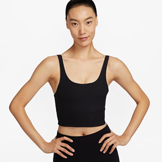 Biustonosz Nike Zenvy Wide Ribbed Women's Light-Support Non-Padded Longline Sports Bra Black/ Black/ Pcg3C