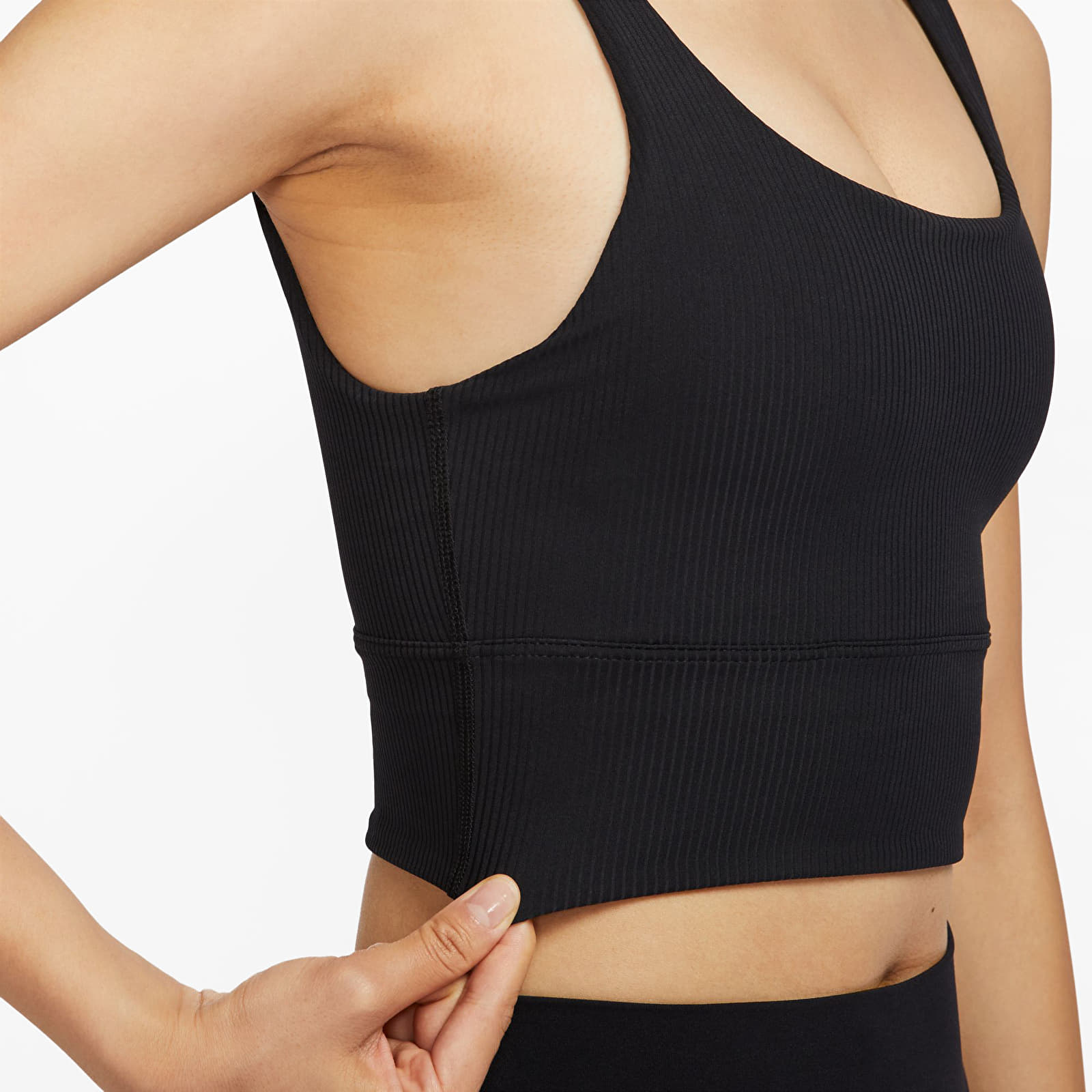 Podprsenky Nike Zenvy Wide Ribbed Women's Light-Support Non-Padded Longline Sports Bra Black/ Black/ Pcg3C
