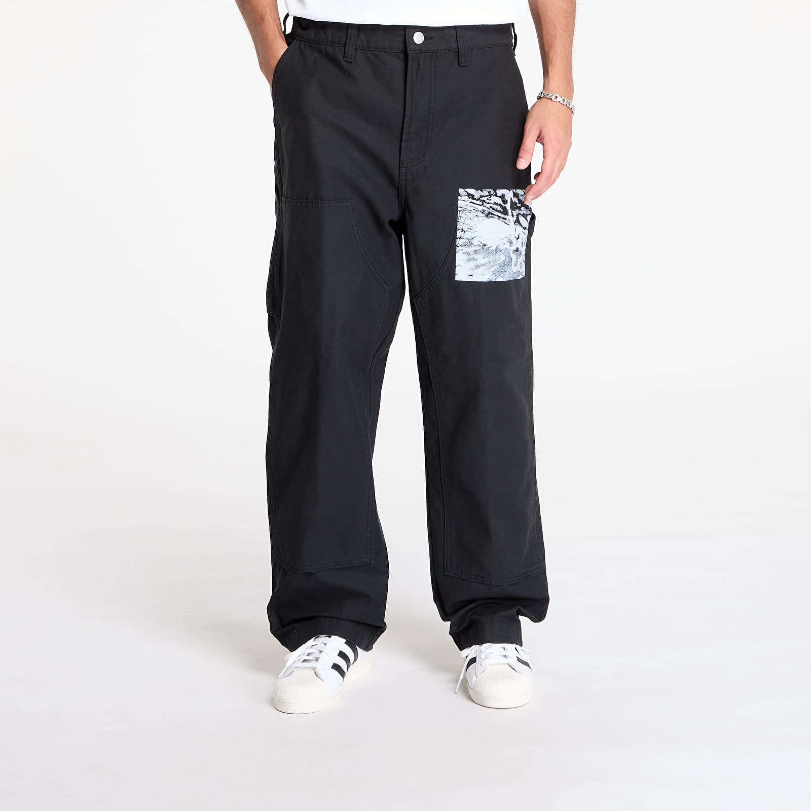 Meeste püksid OBEY Big Timer Printed Carpenter Pant Black