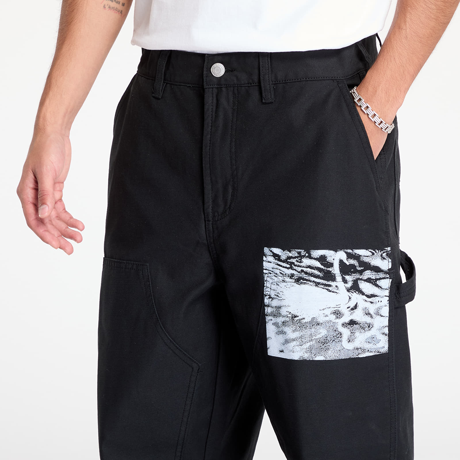 Meeste püksid OBEY Big Timer Printed Carpenter Pant Black