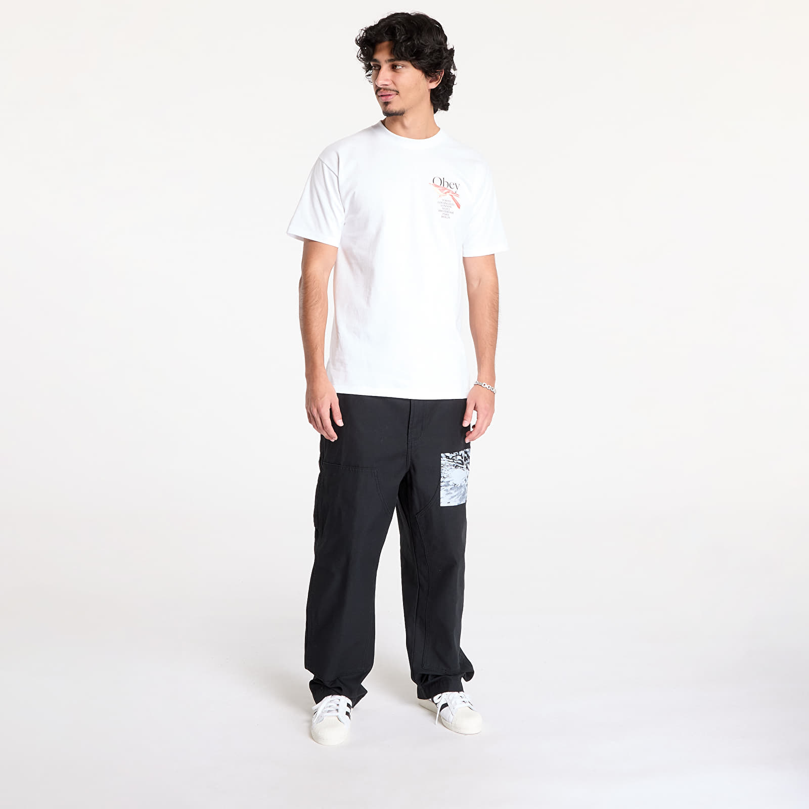Meeste püksid OBEY Big Timer Printed Carpenter Pant Black