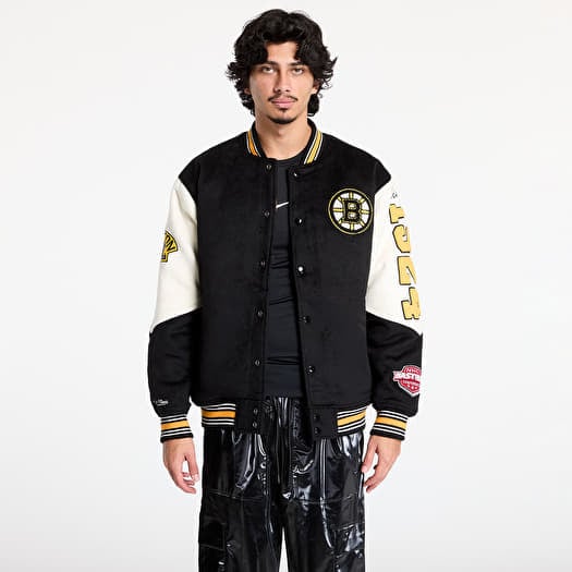 Mitchell & Ness NHL Team History Varsity Jacket Current Logo Bruins Black