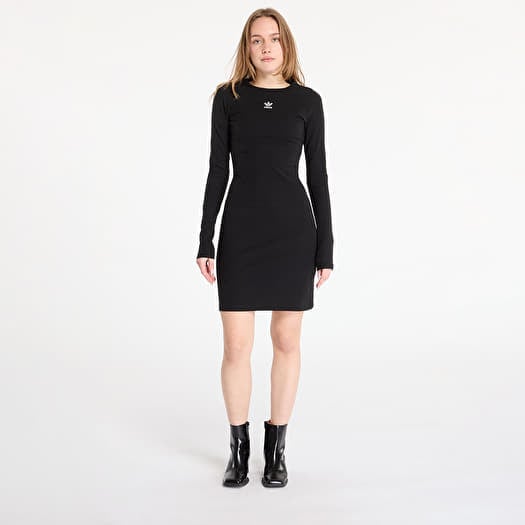 Sukienka adidas Essentials Rib Long Sleeve Dress Black