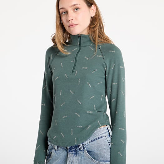 T Shirts Nike Sportswear Women s Slim 1 2 Zip Long Sleeve Logo Top Vintage Green Light Army Vintage Green Queens