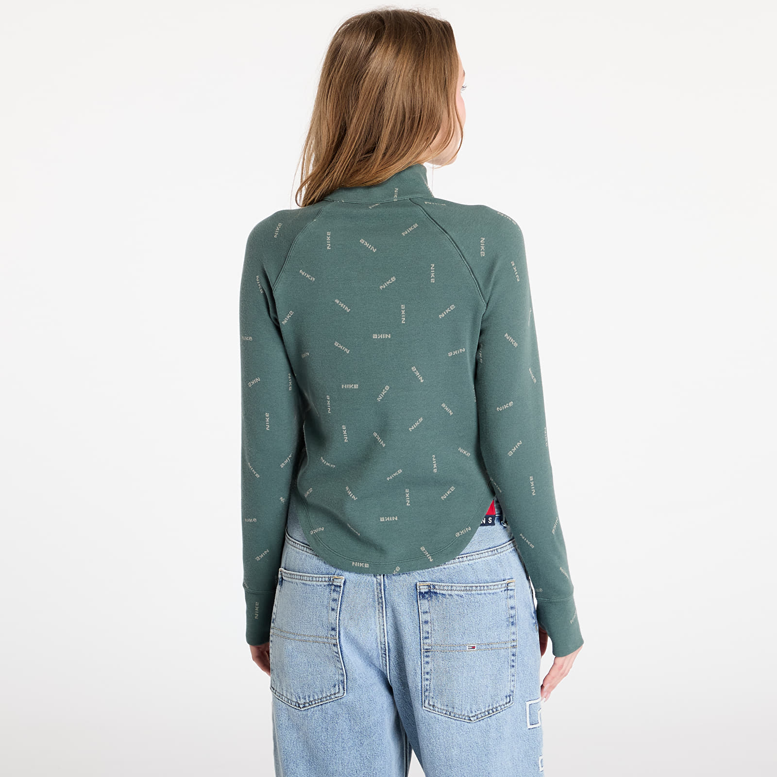 T-shirts Nike Sportswear Women's Slim 1/2-Zip Long-Sleeve Logo Top Vintage Green/ Light Army/ Vintage Green