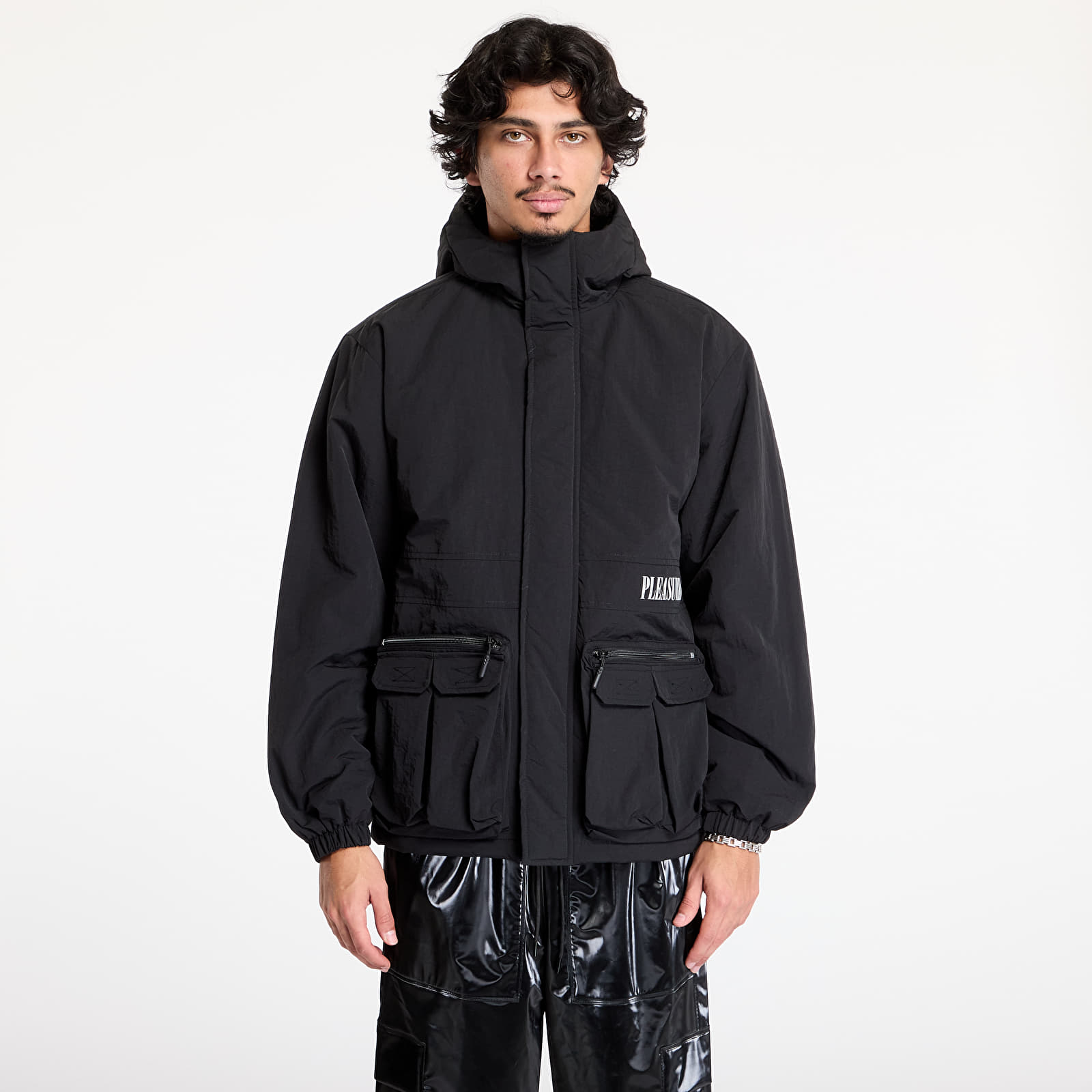 Men's jackets PLEASURES Run Hooded Jacket Black