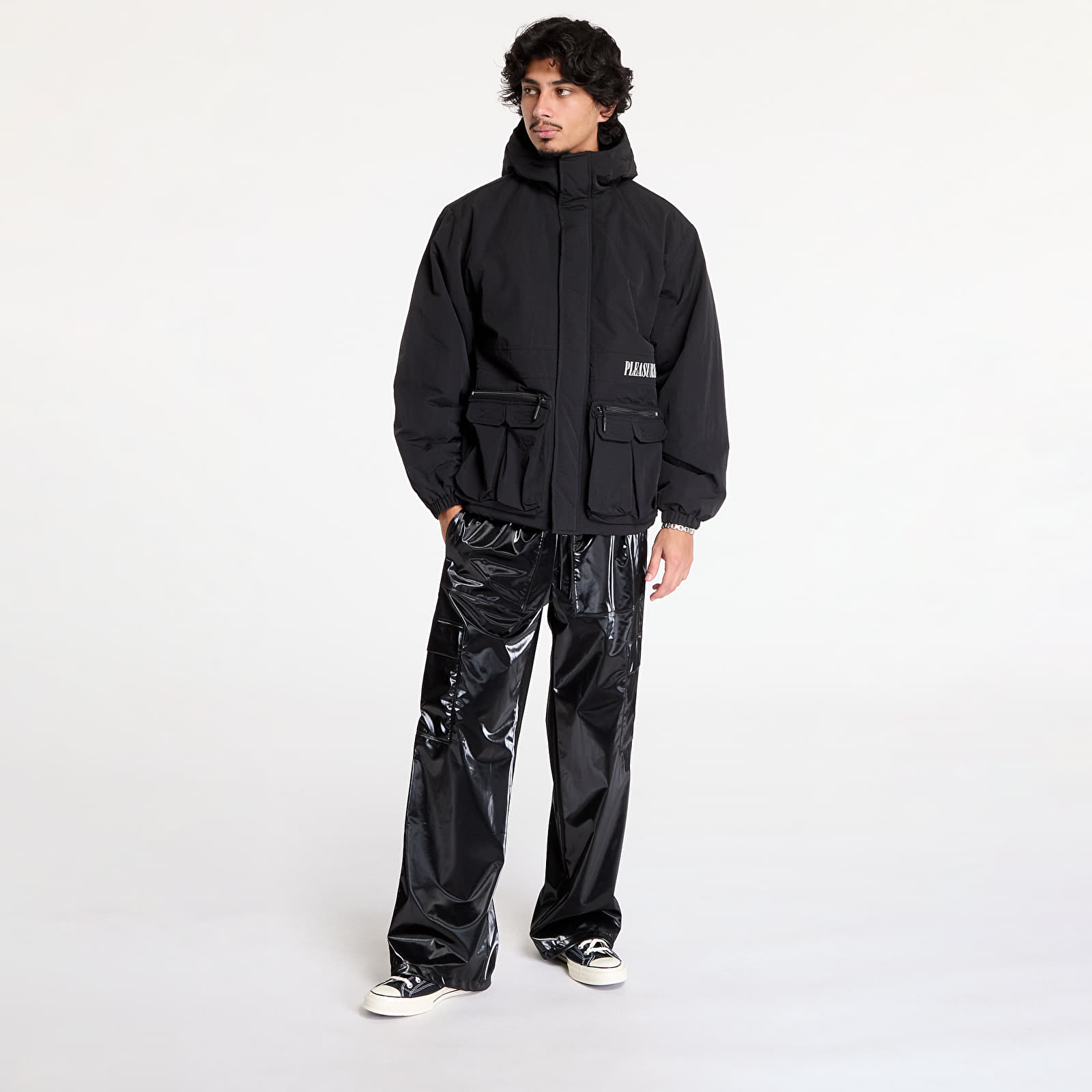 Men's jackets PLEASURES Run Hooded Jacket Black
