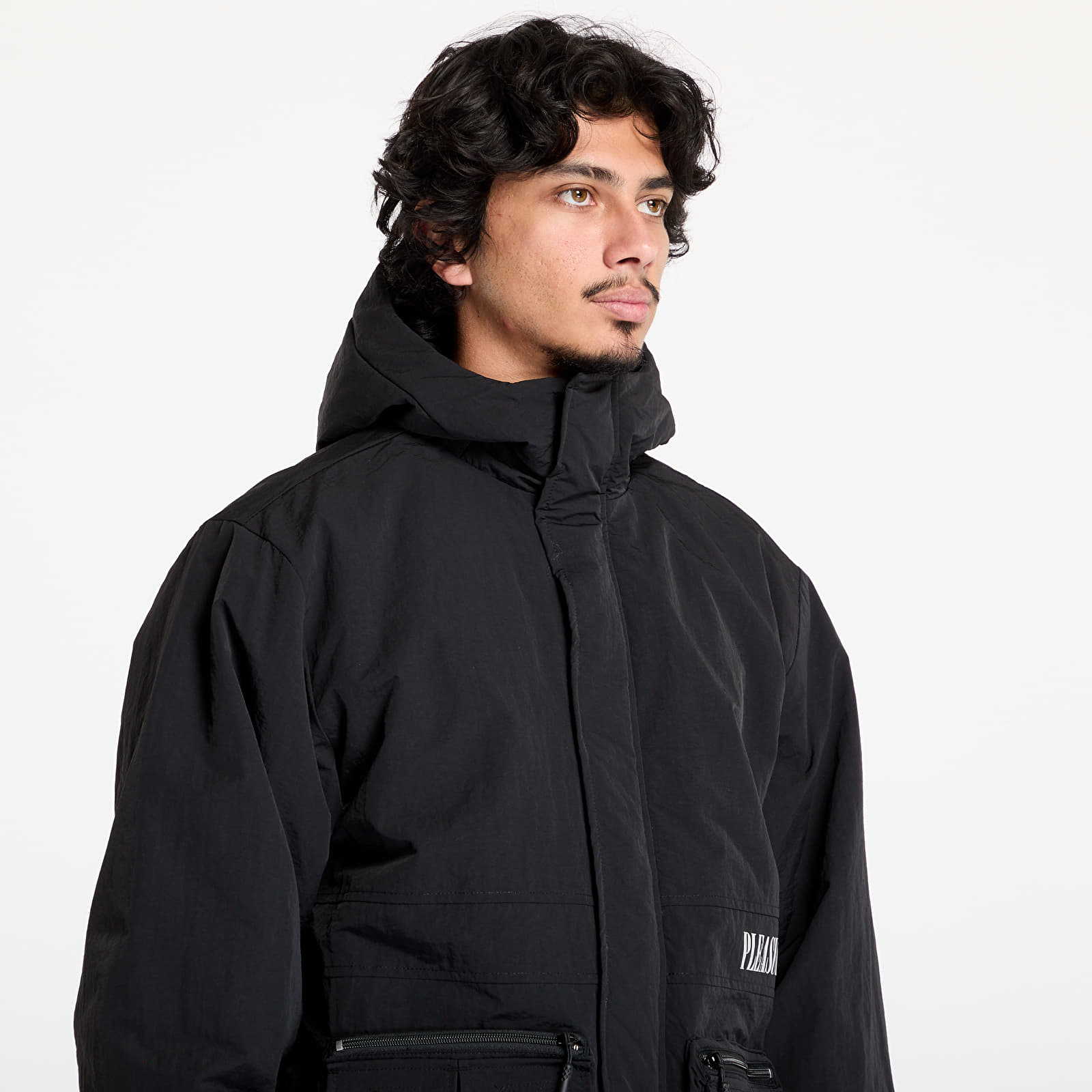 Men's jackets PLEASURES Run Hooded Jacket Black