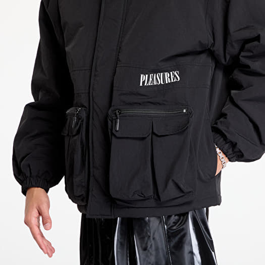 PLEASURES ブラック ナイロンジャケット Men's jackets PLEASURES Run Hooded Jacket Black (P24W014 BLACK