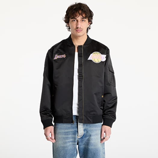 Mitchell & Ness NBA Team Leader Satin Vintage Logo Lakers Bomber Black