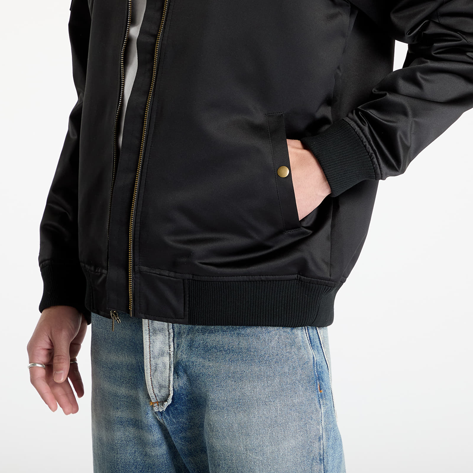 Meeste jakid Mitchell & Ness NBA Team Leader Satin Vintage Logo Lakers Bomber Black