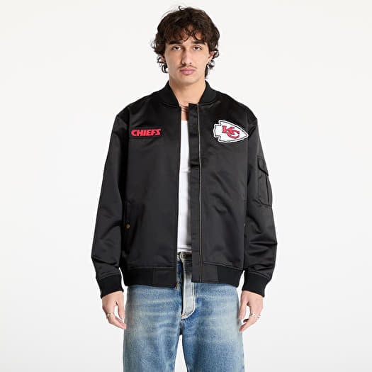 Mitchell & Ness NFL Team Leader Satin Vintage Logo Chiefs Bomber Black