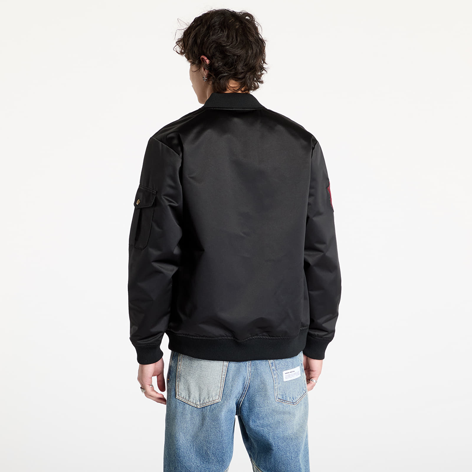 Herrenjacken Mitchell & Ness NHL Team Leader Satin Current Logo Blackhawks Bomber Black