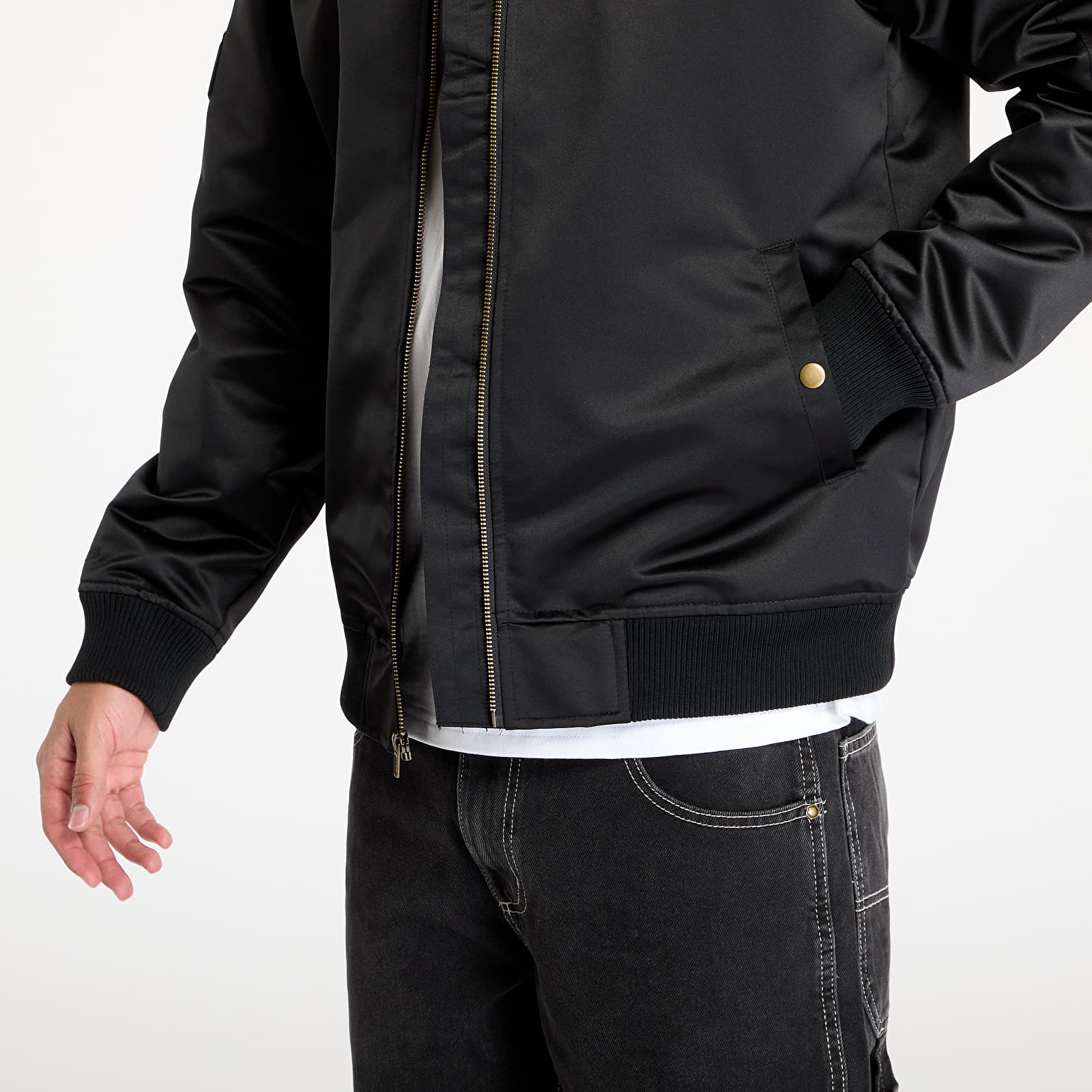 Men's jackets Mitchell & Ness NBA Team Leader Satin Vintage Logo Heat Bomber Black