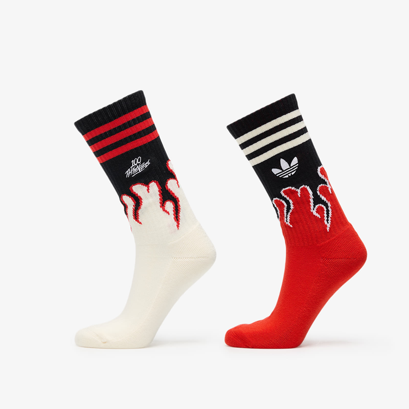 Men's socks adidas x 100 Thieves Socks 2-Pack Crew White/ Red
